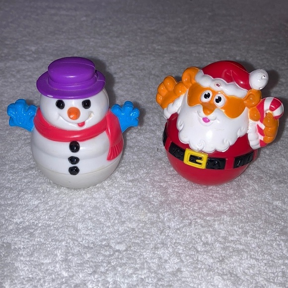 Christmas weebles wooble Santa Claus and snowman - Picture 1 of 7